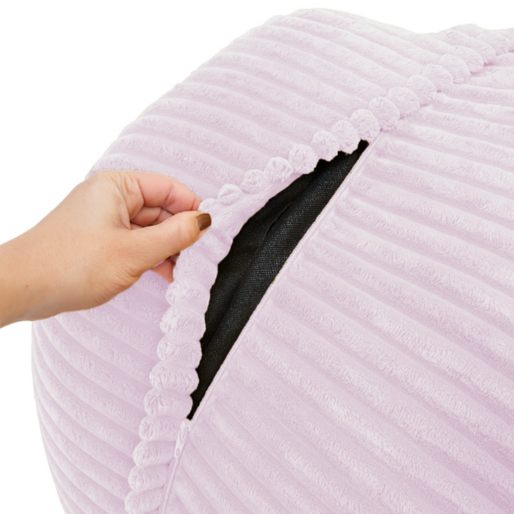 Pouf XXL Déhoussable En Velours Côtelé - 110 X 100 Cm