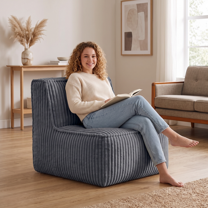 Module central déhoussable - Pour canapé modulable - Velours côtelé - 90x82 cm
