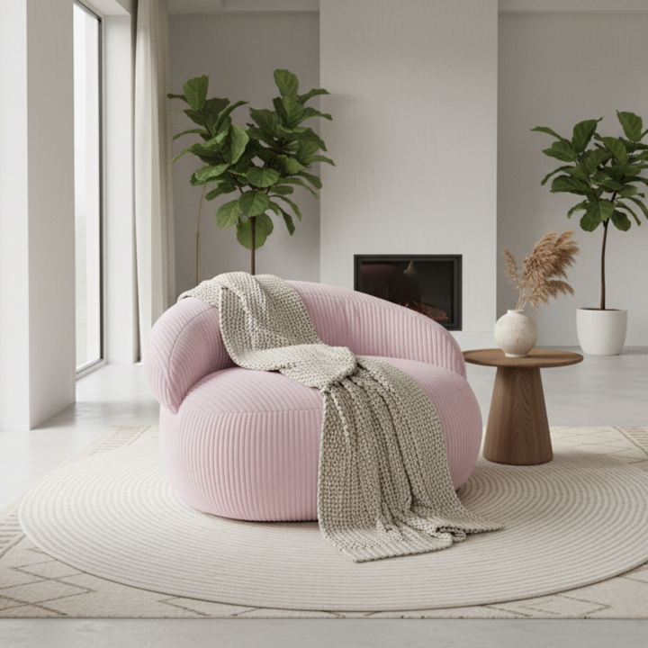 Pouf XXL Déhoussable En Velours Côtelé - 110 X 100 Cm