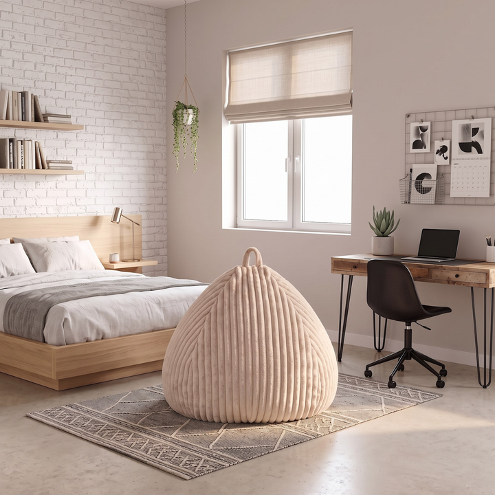 Pouf Poire Fourrure Côtelée Déhoussable - 105x85 Cm