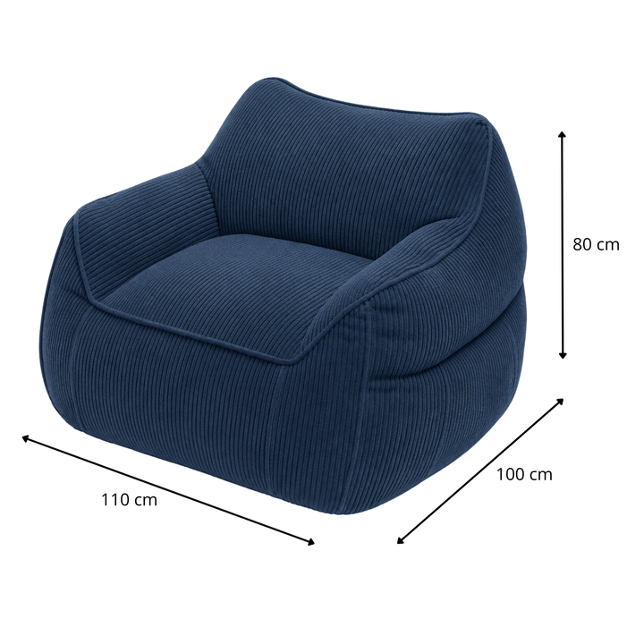 Pouf Fauteuil Velours Côtelé - 100x110 Cm