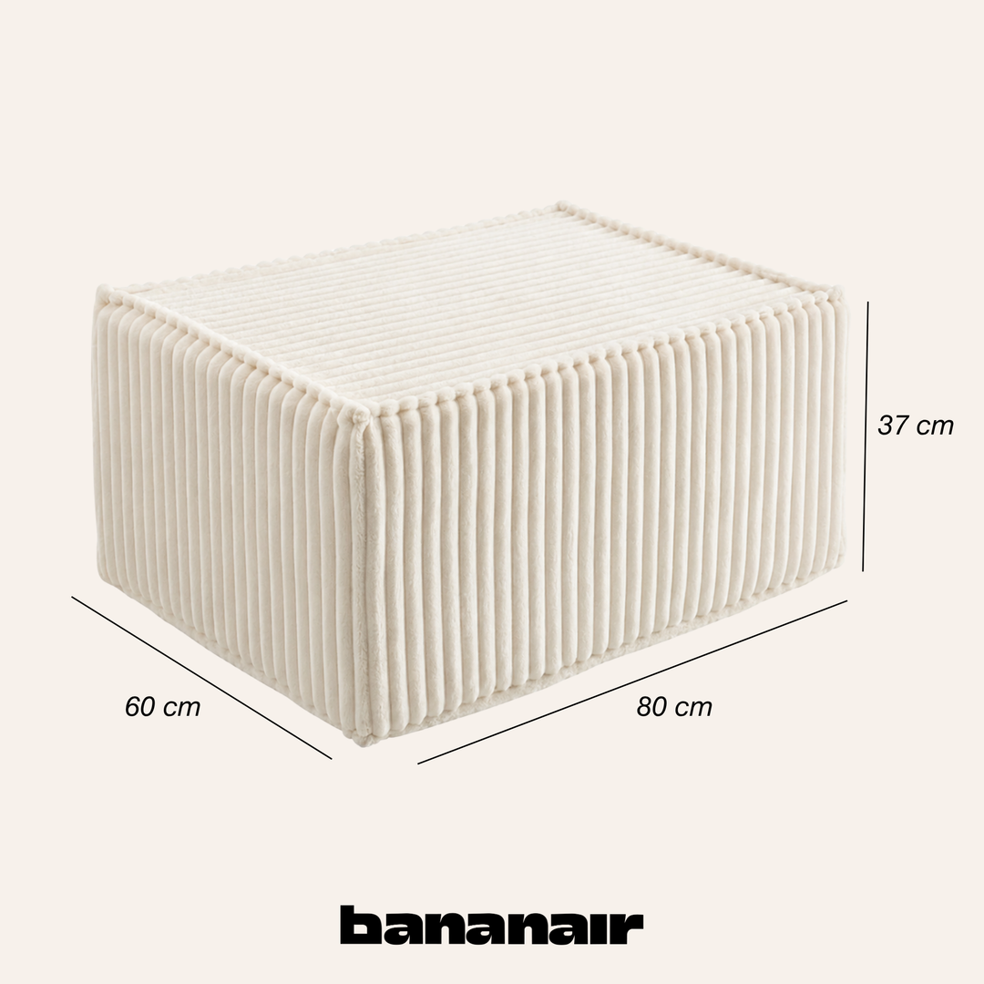 Module méridienne / repose-pieds déhoussable - Pour canapé modulable - Velours côtelé - 80x60 cm