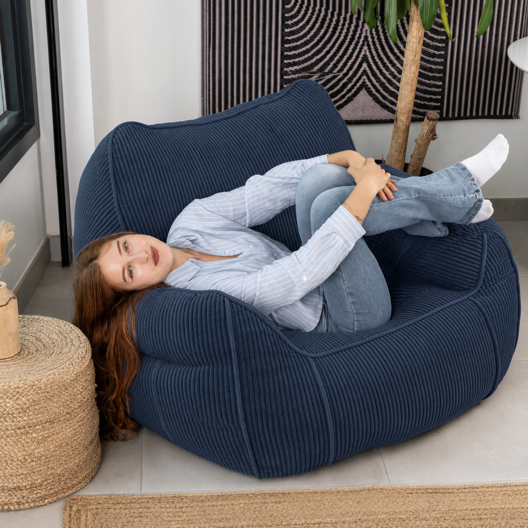 Pouf Fauteuil Velours Côtelé - 100x110 Cm
