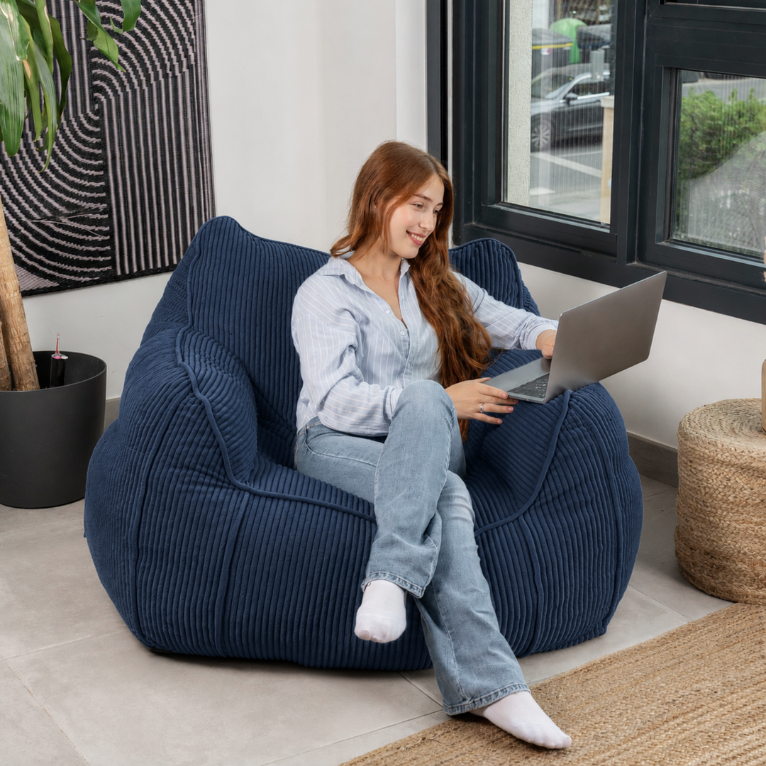 Pouf Fauteuil Velours Côtelé - 100x110 Cm