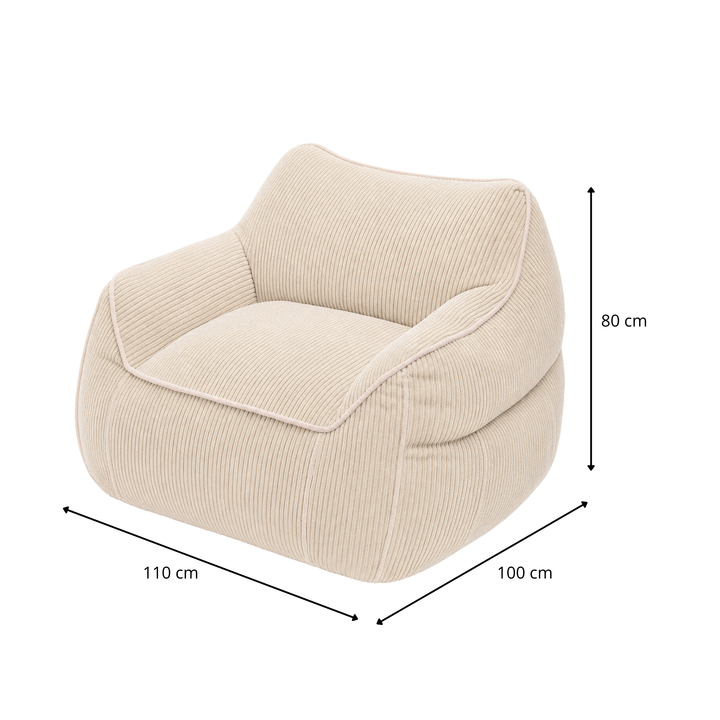 Pouf Fauteuil Velours Côtelé - 100x110 Cm
