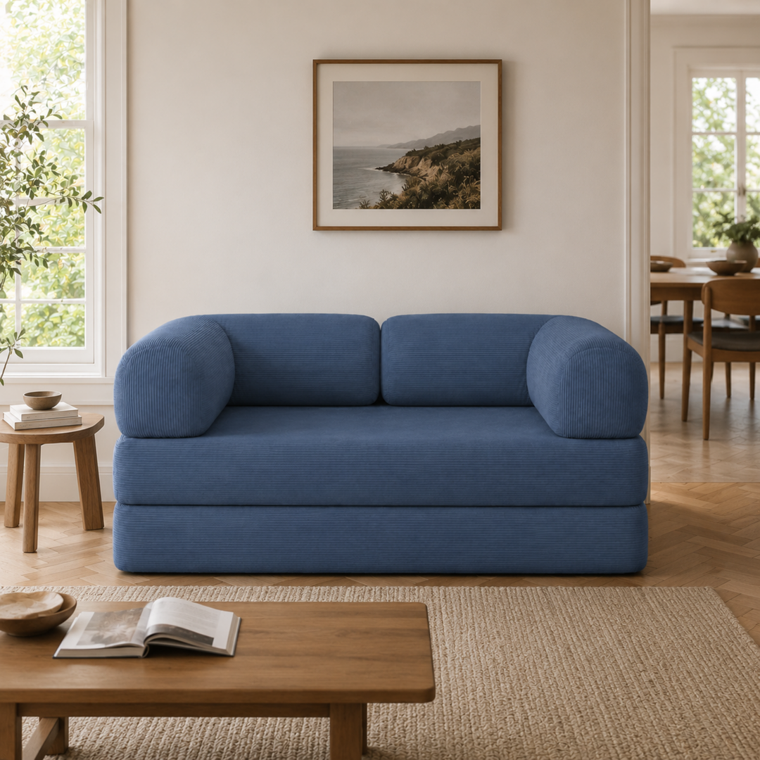 Canapé Lit Compressé Modulable 2 Places Velours Côtelé - 90 X 180 Cm