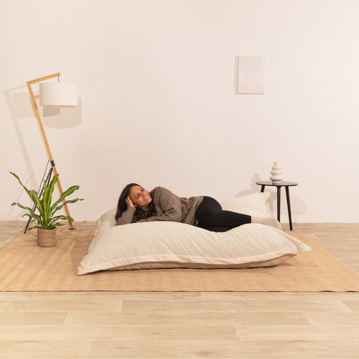 Pouf Velours Côtelé Déhoussable - 140x180 Cm