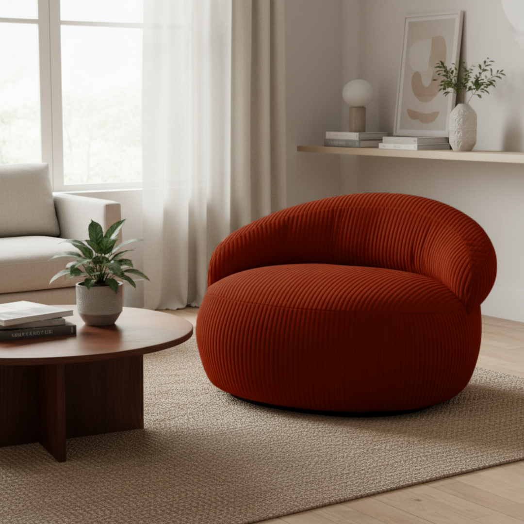 Pouf XXL Déhoussable En Velours Côtelé - 110 X 100 Cm