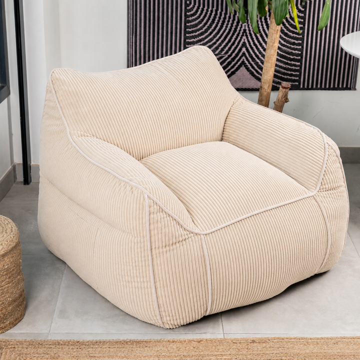 Pouf Fauteuil Velours Côtelé - 100x110 Cm