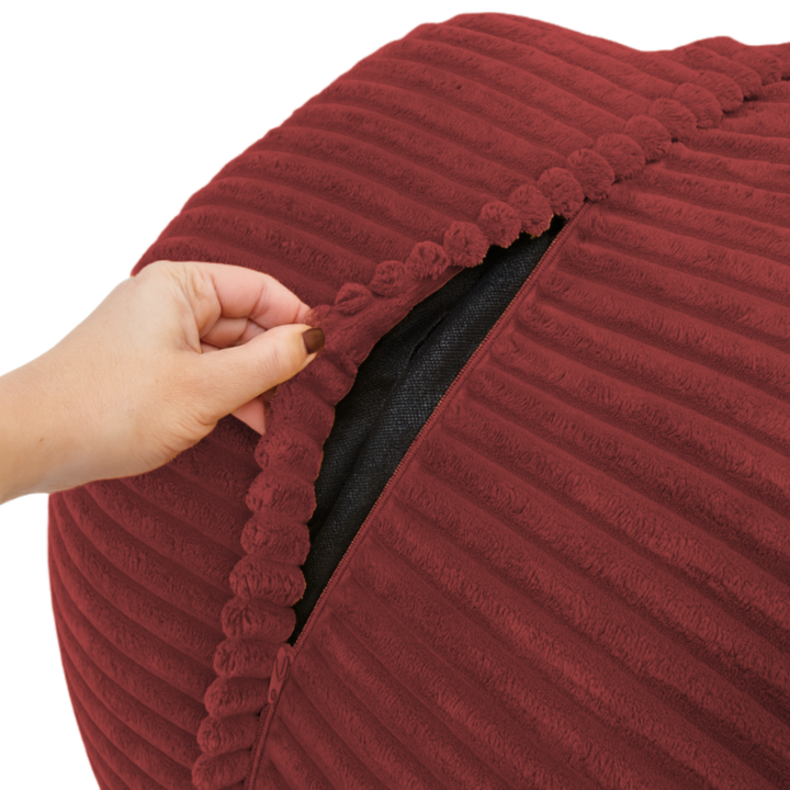 Pouf XXL Déhoussable En Velours Côtelé - 110 X 100 Cm