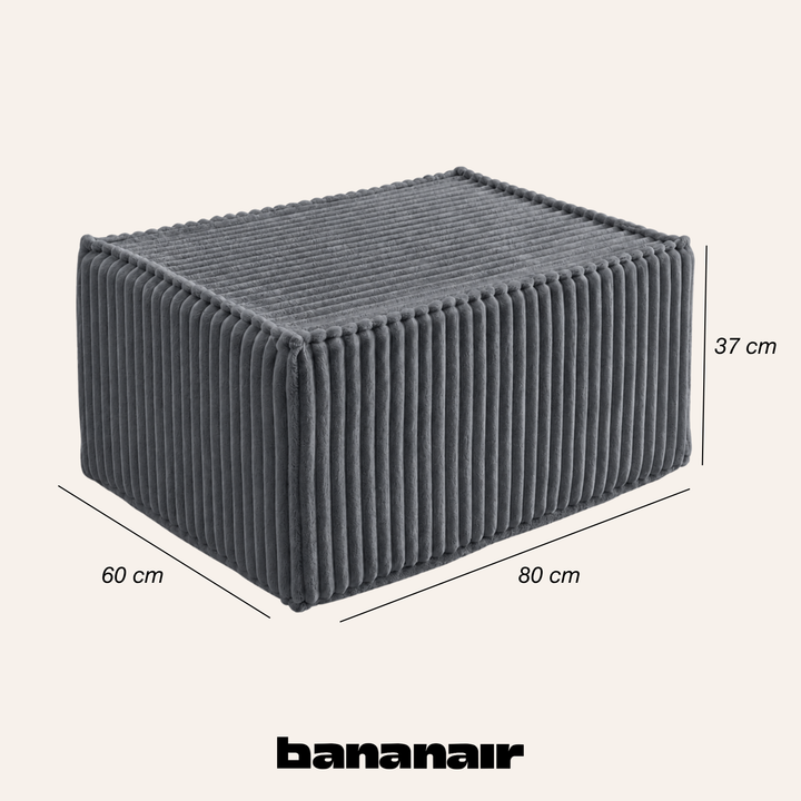 Module méridienne / repose-pieds déhoussable - Pour canapé modulable - Velours côtelé - 80x60 cm