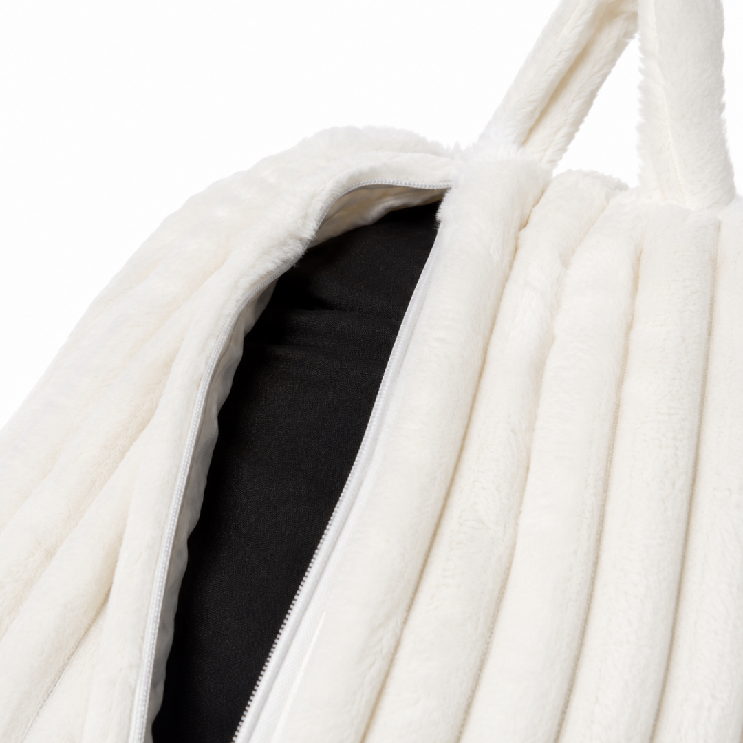 Pouf Poire Fourrure Côtelée Déhoussable - 105x85 Cm