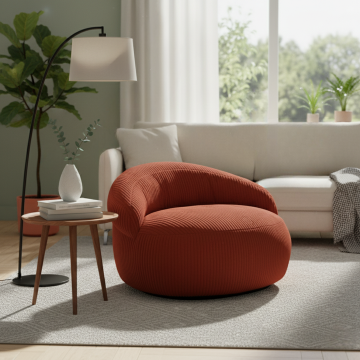 Pouf XXL Déhoussable En Velours Côtelé - 110 X 100 Cm