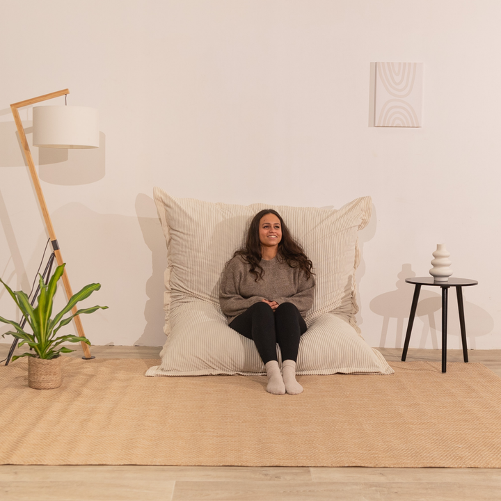 Pouf Velours Côtelé Déhoussable - 140x180 Cm