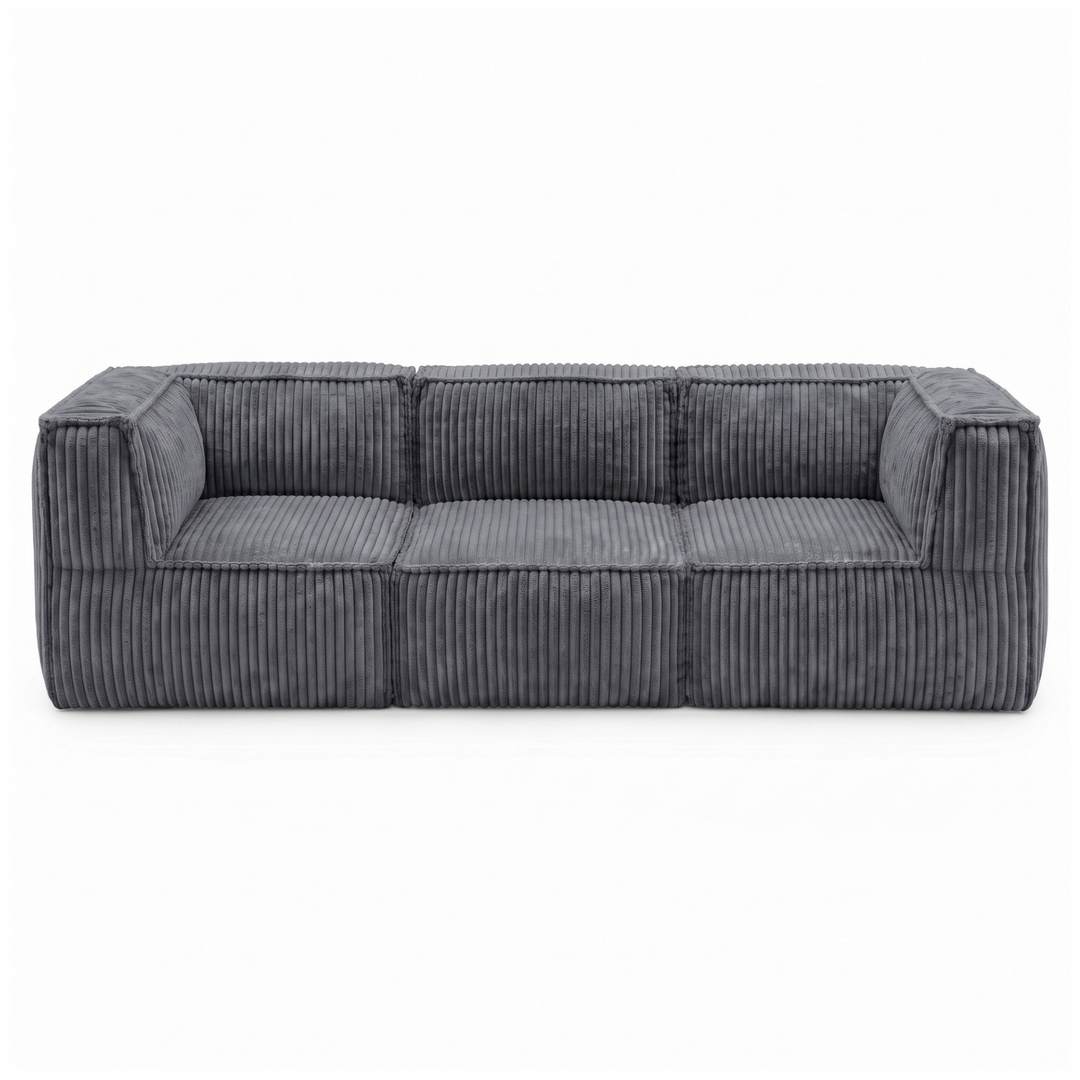 Canapé modulable 3 places déhoussable - Velours côtelé - 90x262 cm