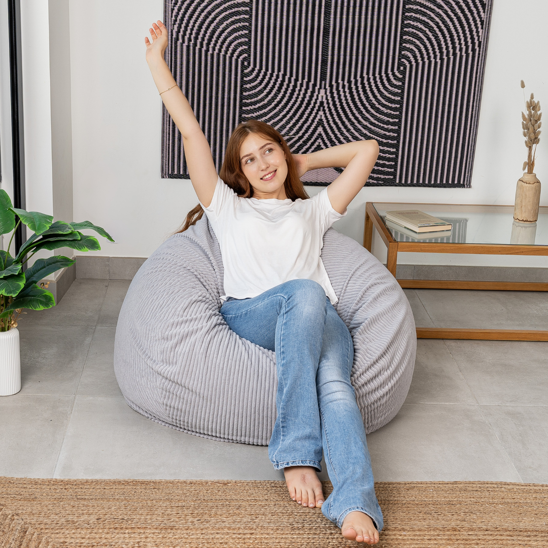 Pouf Poire Velours Côtelé Déhoussable - 105x85 Cm