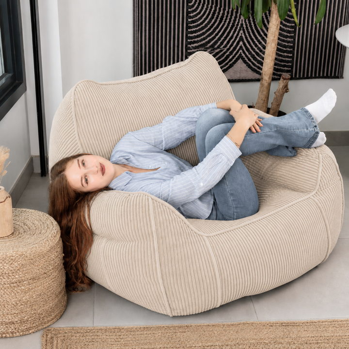 Pouf Fauteuil Velours Côtelé - 100x110 Cm