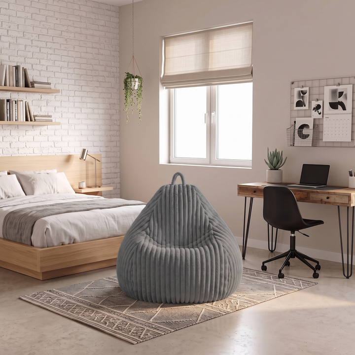 Pouf Poire Fourrure Côtelée Déhoussable - 105x85 Cm