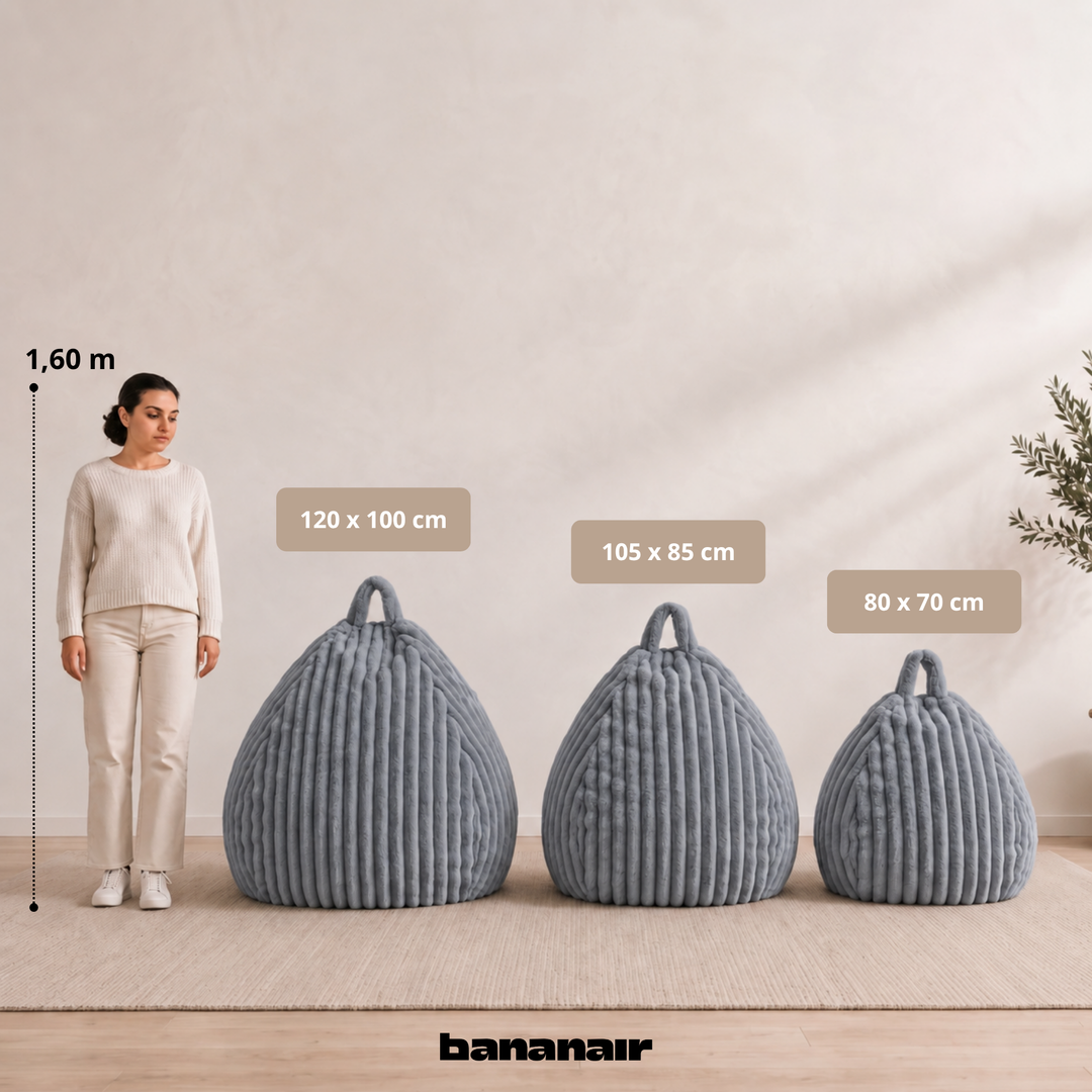 Pouf Poire Fourrure Côtelée Déhoussable - 105x85 Cm