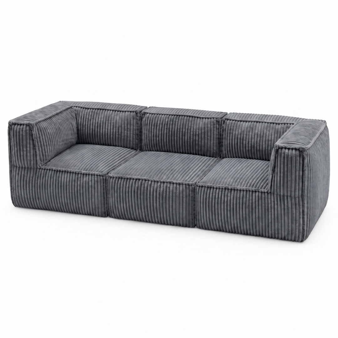 Canapé modulable 3 places déhoussable - Velours côtelé - 90x262 cm