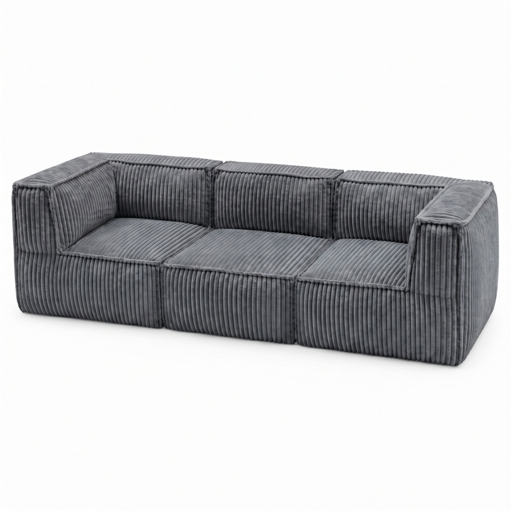 Canapé modulable 3 places déhoussable - Velours côtelé - 90x262 cm