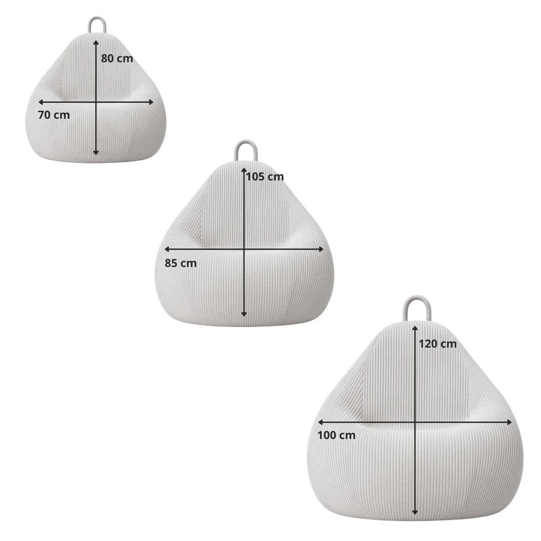 Pouf Poire Velours Côtelé Déhoussable - 105x85 Cm