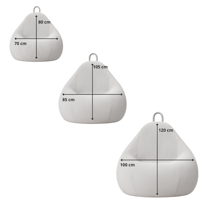 Pouf Poire Velours Côtelé Déhoussable - 105x85 Cm