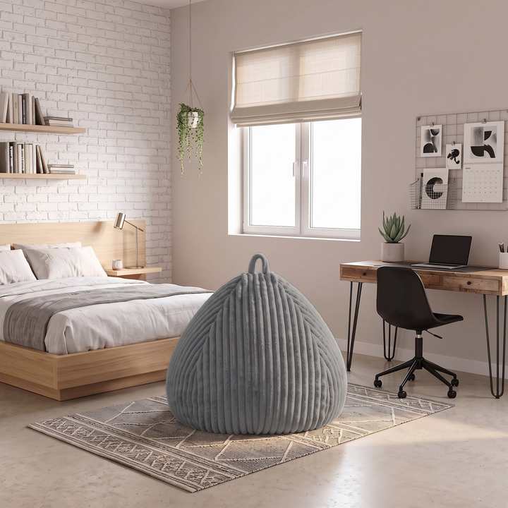 Pouf Poire Fourrure Côtelée Déhoussable - 105x85 Cm