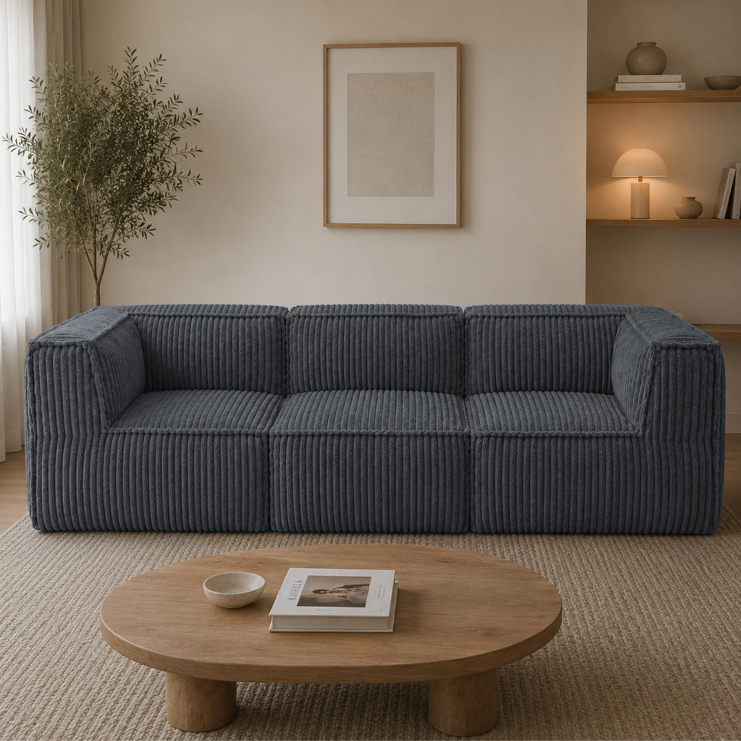 Canapé modulable 3 places déhoussable - Velours côtelé - 90x262 cm