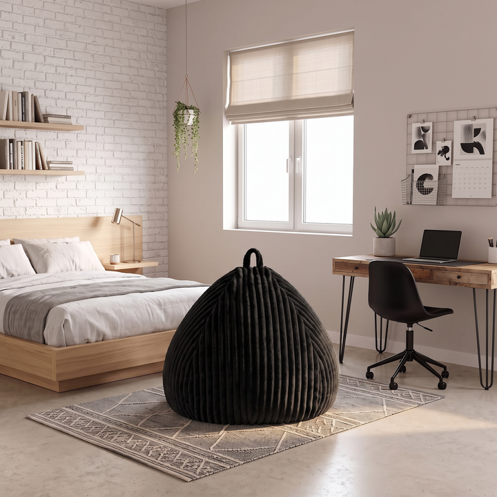 Pouf Poire Fourrure Côtelée Déhoussable - 105x85 Cm