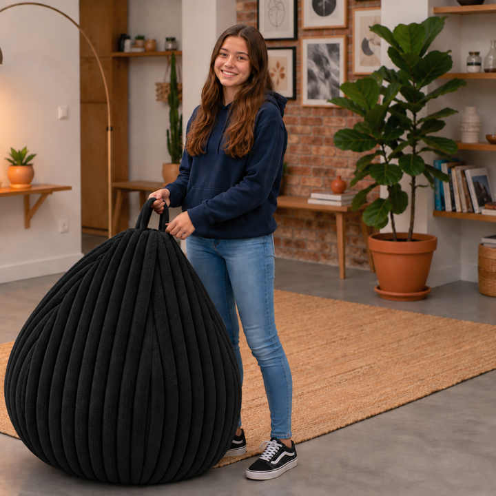 Pouf Poire Fourrure Côtelée Déhoussable - 105x85 Cm