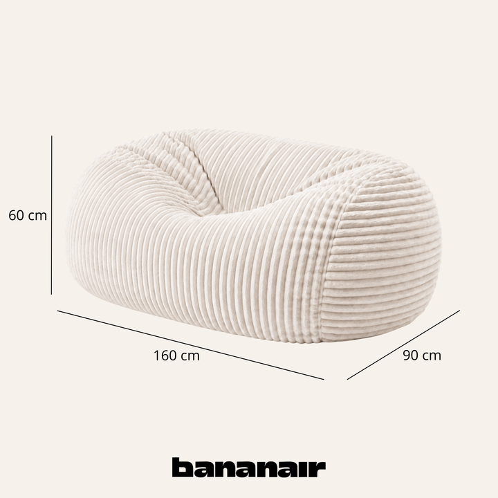 Pouf long géant déhoussable - Fourrure côtelée - 160 cm