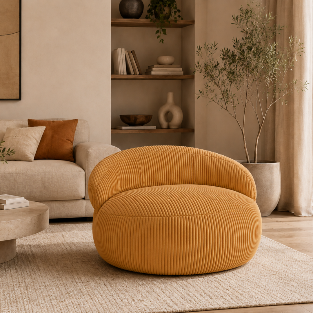 Pouf XXL Déhoussable En Velours Côtelé - 110 X 100 Cm