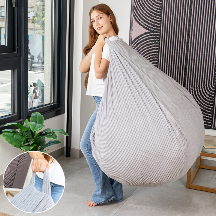 Pouf Poire Velours Côtelé Déhoussable - 105x85 Cm