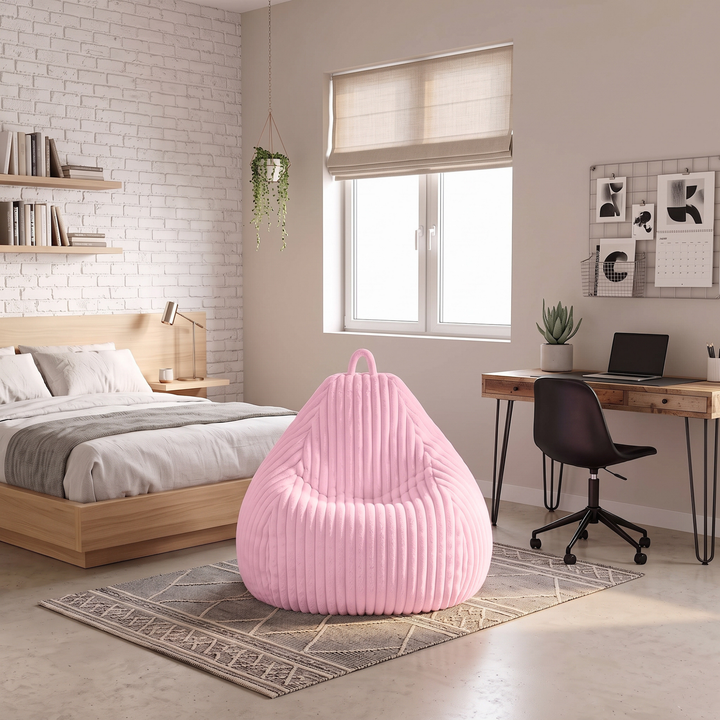 Pouf Poire Fourrure Côtelée Déhoussable - 105x85 Cm