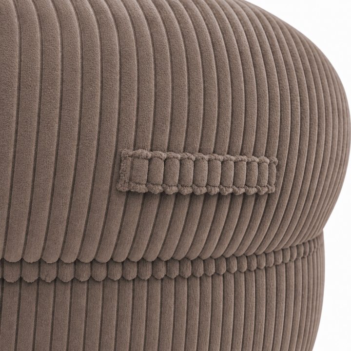 Pouf XXL En Velours Côtelé Déhoussable - 110 X 100 Cm + Repose-Pieds