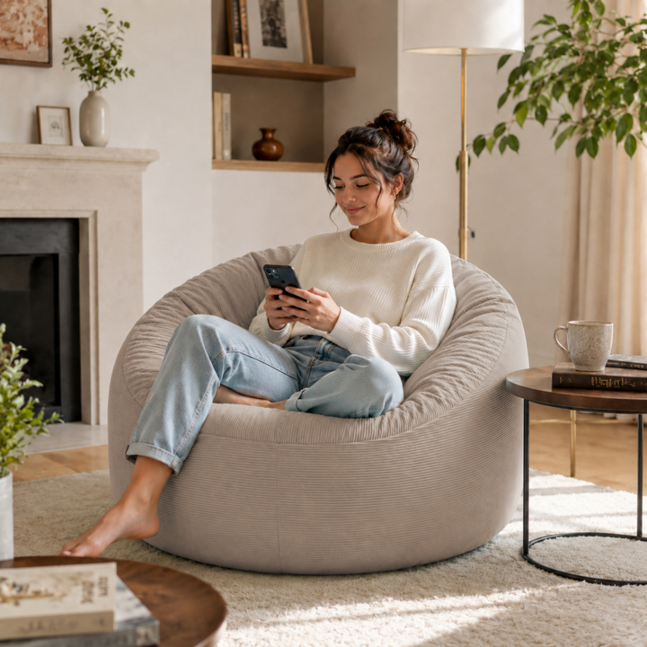 Pouf Velours Côtelé - 100 Cm