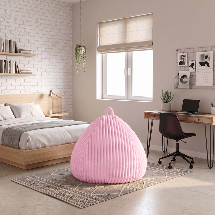 Pouf Poire Fourrure Côtelée Déhoussable - 105x85 Cm