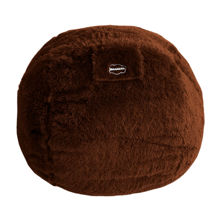 Pouf géant Banabag en fourrure marron, forme ronde