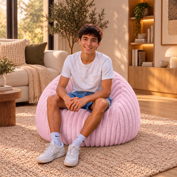 Pouf Poire Fourrure Côtelée Déhoussable - 105x85 Cm