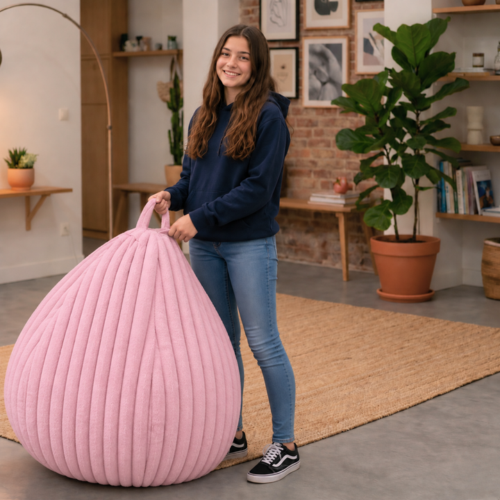 Pouf Poire Fourrure Côtelée Déhoussable - 105x85 Cm