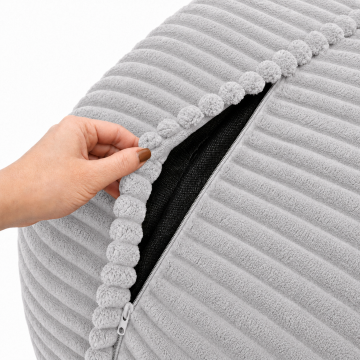 Pouf XXL En Velours Côtelé Déhoussable - 110 X 100 Cm + Repose-Pieds