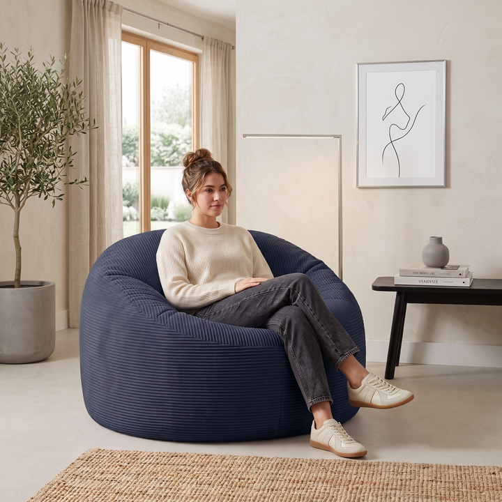 Pouf déhoussable Velours Côtelé Épais - 100cm