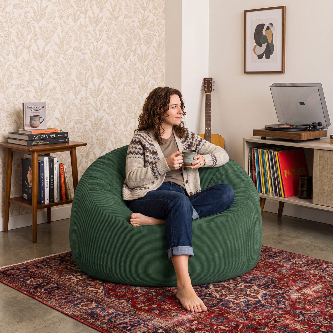 Pouf déhoussable Velours Côtelé - 100 cm