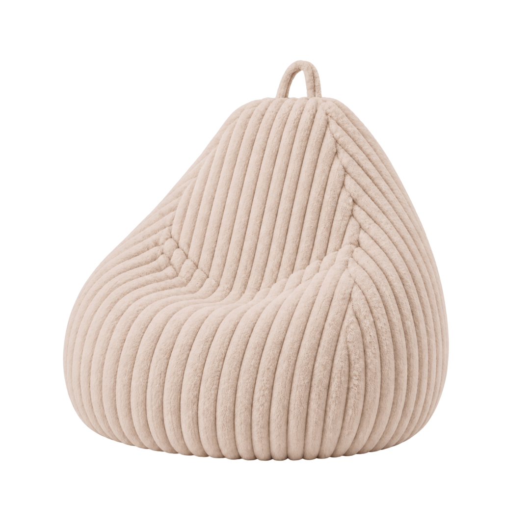 Pouf Poire Fourrure Côtelée Déhoussable - 80x70 Cm