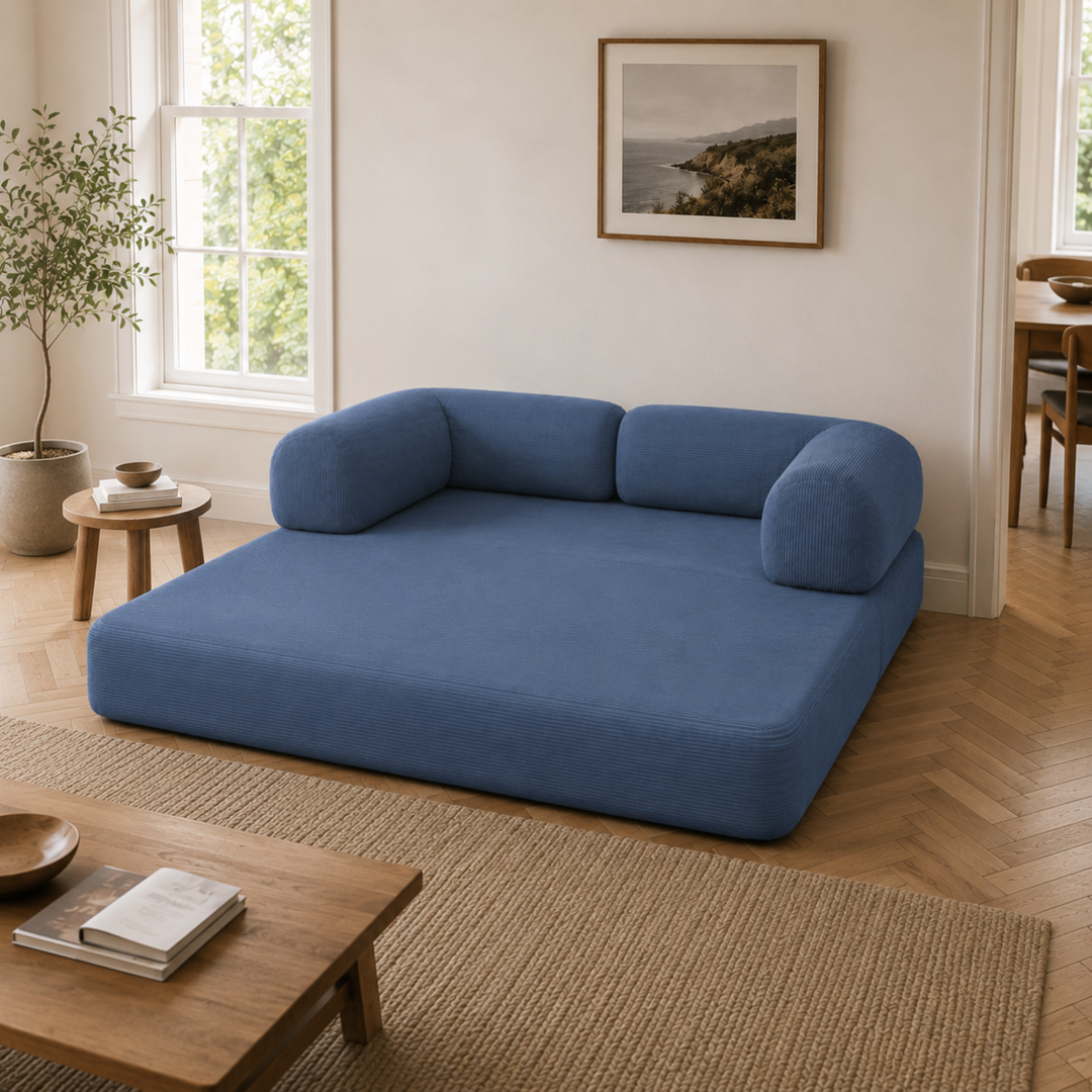 Canapé Lit Compressé Modulable 2 Places Velours Côtelé - 90 X 180 Cm