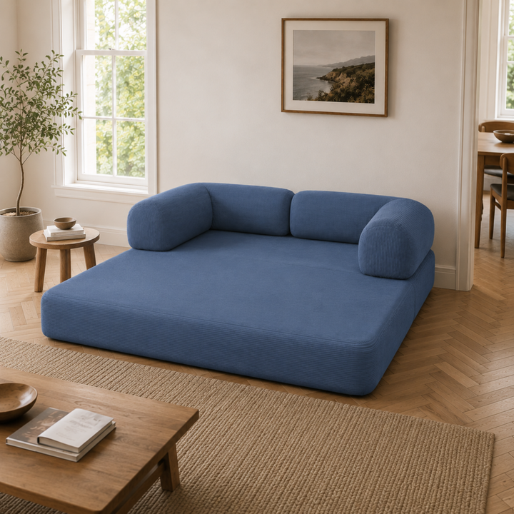 Canapé Lit Compressé Modulable 2 Places Velours Côtelé - 90 X 180 Cm