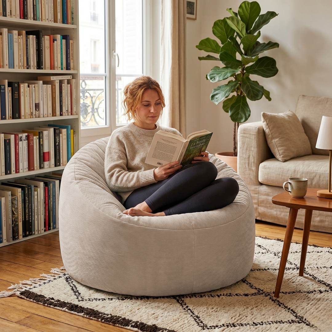 Pouf Velours Côtelé - 100 Cm