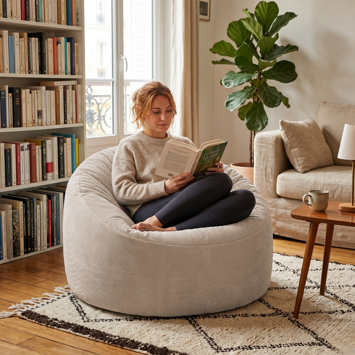 Pouf Velours Côtelé - 100 Cm