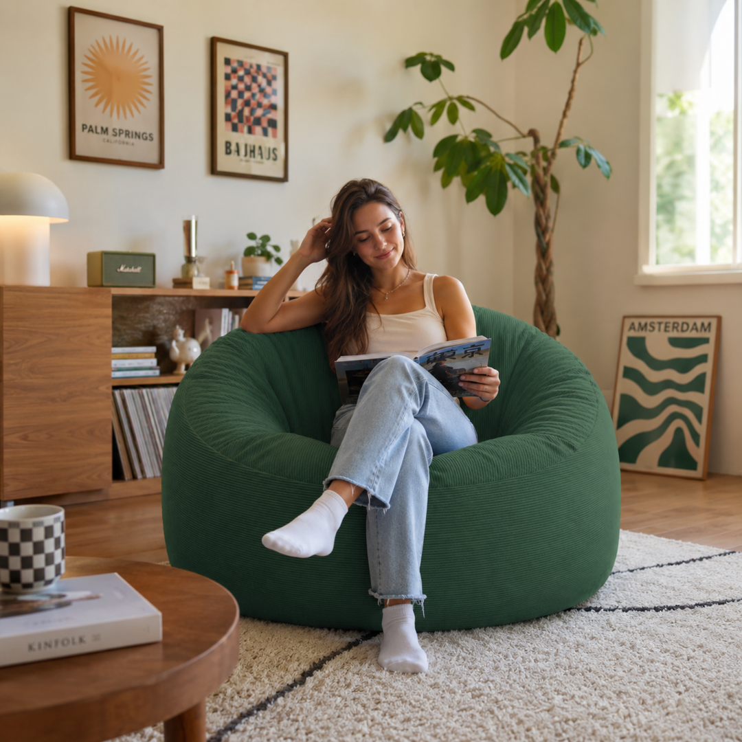 Pouf déhoussable Velours Côtelé - 100 cm